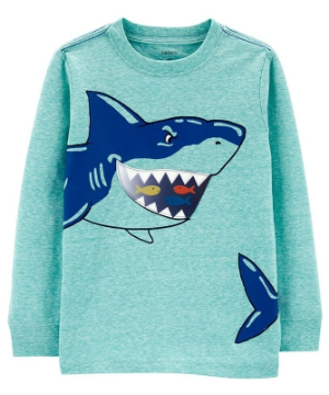 Moda Infantil Masculino - Blusa Fios de Neve Gráfica de Ação Tubarão